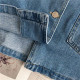 Women Denim College All-match Design Summer Ladies Trendy High Quality Solid Retro Korean Style