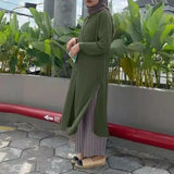ZANZEA Women Full Sleeved Muslim Blouse Islamic Clothing Fashion Buttons Down Solid Long Blouse Tops Kaftan Casual Solid Blusas 703-1-Outfit