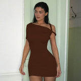 Irregular Dress Women Hispter Summer Trend Hollow Knot Solid Simple Casual Stretch Streetwear Thin Midnight Bodycon-Outfit