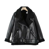 Fur Long Sleeved Loose Belt Warm Women's Jacket Lamb Wool Winter Thickened Locomotive Lapel Female Coat Beige Black Chic