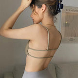 Cami Top Rib Knit Top Women Cut Out Crop Top Summer Clothes Slim Solid U Neck Vest Backless Camisole Streetwear Sport