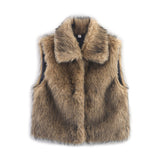 Fongt Women's Dress 2025 New Street Fashion Fur One Vest