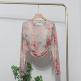 Fongt Collar Tie-Dye-Print Slim Long-Sleeved T-Shirt T-Shirt T-Shirt With Sunscreen 8159