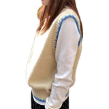 Fongt And Winter Women's New Korean Color Knitted Vest Folded Loose Sleeveless Tops Horse Clip Shoulder 2025