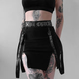 Dark Wind Summer New Double Zipper Bag Hip Fork Goth Design Tight Half Skirt Woman-Outfit
