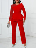 Fongt New Long-Sleeved Temperament Mesh Splicing Nail Beads Thin Banquet Large-Size Jumpsuit
