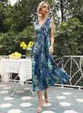 Women's Wear Station Summer New Print Sexy V Collar Sleeveless Dress-Outfit