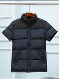 Unisex Winter Cotton Padded Puffer Vest Half Sleeve Down Jacket For Women Patchwork Short Sleeve Vest Autumn Spring