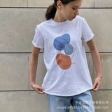 Fongt Summer Abstract Aesthetic Print T-Shirt Women's Cotton Soft Loose Basic Top Ins T-Shirt