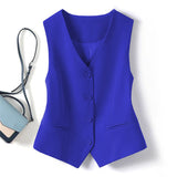 Fongt V-Neck Small Suit Vest Women With Retro Short Folded Oversleeping Vest Sleeveless Shoulder Coat