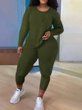 Independent Station Large Size Women's Long-Sleeved Trousers Two-Piece Suit In Solid Color-Outfit