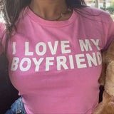 LOVE MY BOYFRIEND Summer Fashion Girls Pink Y2k Crop Top Harajuku Short Sleeve Women T-Shirt Baby Tee Streetwear EMO Girl Punk-Outfit