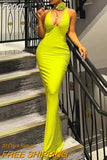 Sexy Y2K Clothes Sleeveless Backless Flower Halter Bodycon Maxi Dresses For Women Evening Party Night Club Wear