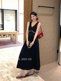 Fongt Xixi 2025 Summer Korean Version Of High-Waist Elegant Hollow Sleeveless Dress Pure Lust Dress Female 88389