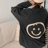 Fongt Department Minority 23 Years Autumn Winter New College Wind Loose Color Smiling Face Sweater Sweater Coat Female-Outfit