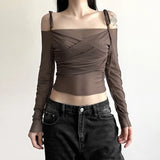 2023 Summer New Women's Fashion Pure Color Slings Sexy Bare Back Repair Umbilly Long-Sleeved