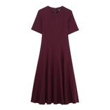 Fongt New Wave Wide Swing Short-Sleeved Fan Flute Dress 2648952