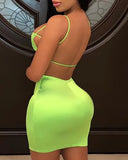 Summer Street Neon Green Pink Bodycon Mini Dresses Vestidos Sexy Package Hips Mini Womens Party Club Dress 2021 Mini