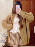 Winter Vintage Knitted Sweater Women Korean Fashion Loose Warm Sweaters Female Long Sleeve Casual Solid Cardigan