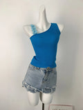 Fongt Color Lemon Yellow Vest Female Dopamine Wear With Stereo Flower Sling Handmade Hook Flower Diagonal Shoulder Top-Outfit
