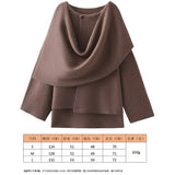 Fongt Women's Autumn New Asymmetric Scarf Short Loose Knit Coat