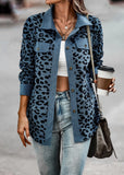2023 Spring Autumn Women Jackets and Coats Full Sleeve Leopard Print Pockets Single Button Corduroy Winter Female
