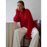 Fongt Spring Summer Hollow Sweater Women In Wind Loose Knitted Long-Sleeved Cover Ice Cream Fashion