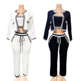 Fongt Long-Sleeved Knitted Shirt Coat + Straight Trousers + Vest Three-Piece Set High Quality Women's Clothing