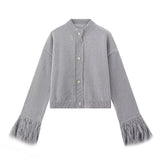 Fongt Autumn And Winter New Women's Elegant Temperament Red Feather Design Knitted Cardigan Jacket