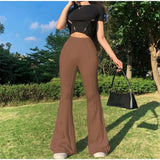 Stretch Flare Solid Fashion Flares