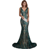 Fongt New Annual Evening Dress Sleeveless Sexy V-Neck Dress Party