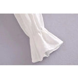 White Sexy Lace Bandage Off Shoulder Shirts Summer Women Crop Long Sleeve Tops Casual Elegant Lady Tops New