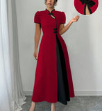 Fongt Elegant Bubbles, Ramming Color, Button-Sleeved Dress