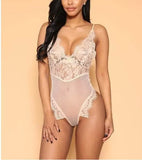 Lace Deep V Backless Sheer Mesh