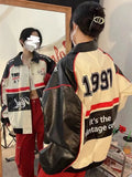 Black Bomber Woman Varsity Leather Jacket Racing Oversize Unisex Baseball Motorcycle Jacket Hiphop Women's Winter