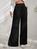 Fongt Autumn And Winter New Women's High-Waisted Slacks Solid Color Corduroy Splicing Open Trousers Women