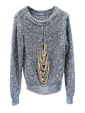 Fongt Fashioned Women 2025 Spring New Comfortable Temperament Casual Loose Round Collar Chain