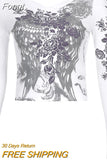 Women Vintage T-shirts y2k Clothes 2023 Harajuku Crop Top T-shirt Graphic Gothic Grunge Long Sleeve Top Fall Winter