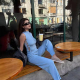 Fongt New Sexy Knitted Vest Trousers Fashion Suit Woman