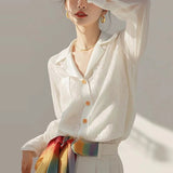 Fongt Temperament White Shirt Long-Sleeved Spring And Autumn New Unique Fashion Beautiful Shirt Early Autumn Women's Chiffon Top