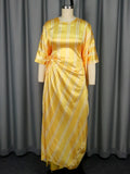 Fongt Casual Loose Round Collar Long Dresses Fashion High Waist Straight Pants Two-Piece Set