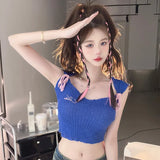 Bandage Sleeveless Tank Tops Women's Camisole Contrast Color Korean Version-Outfit