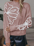 Fongt And Winter New Sweater Embroidered Three-Dimensional Flowers High-Neck Long-Sleeved Knitwear