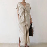 Clothes Women Vintage Sleeveless V-Neck Maxi Long Dresses Sundress