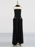 Fongt Simple Dress Women 2025 Summer New Solid Color Tector Float Design With A Sense Of Body Design Long Dress