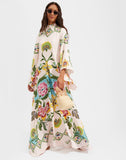 Fongt Summer Printed Seven-Sleeve Collared Dress