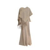 Fongt Sister Temperament Knitting Set Autumn V Collar With Long-Sleeved Dress Shawl Two Sets Of Women