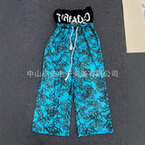 Fongt New Popular Print Wide Leg Pants Fake Two Teen Hip Hops