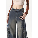 Fongt Jeans Women 2025 New High Street Design High-Rise Loose Straight Leisure Broad Legs Long Pants
