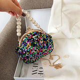 Clip Shining Shoulder Bags Chains Evening Handbags Bling Pearl Clutch Bag Chain Wedding Dinner Purses Luxury Designer